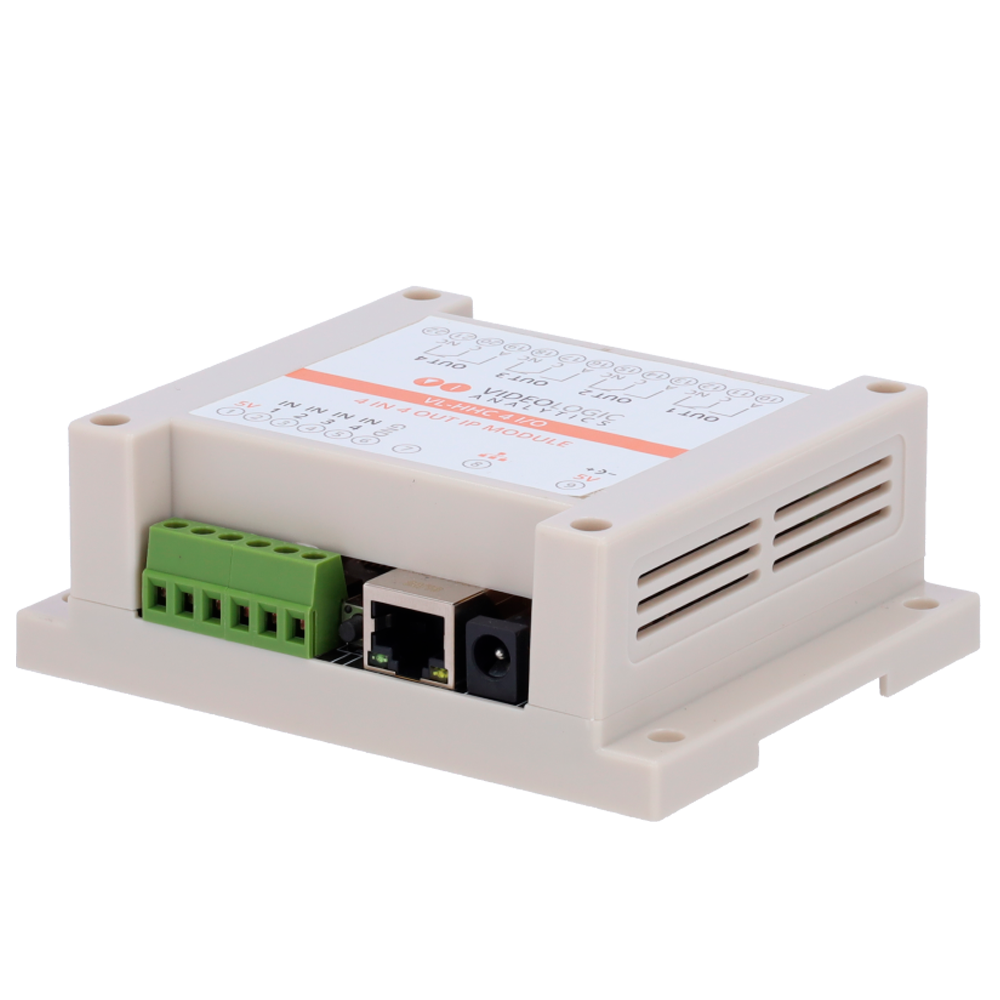 VLA-IO4-4R - Módulo de relés IP Videologic  4 entradas digitales + 4 salidas Relé. Incluye alimentador 5V
