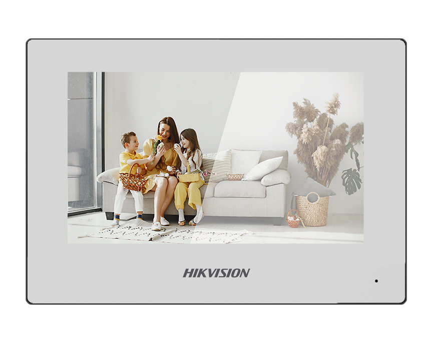 DS-KH6320-WTE1-W - Monitor interior Videoportero IP táctil 7" 1024×600 Blanca Wifi 8CH Alarma 2 relé Superficie Hikvision