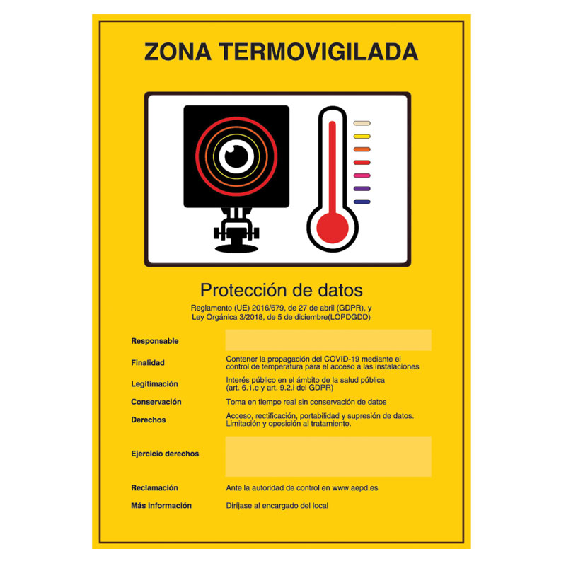 BSC20570 - Placa / Cartel de Zona TermoVigilada PVC para interior/exterior.Español. Homologado según normativa vigente