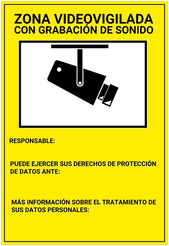 BSC00838 - Placa / cartel de Zona Videovigilada con grabación de sonido Español PVC para interior/exterior. Homologado según normativa vigente