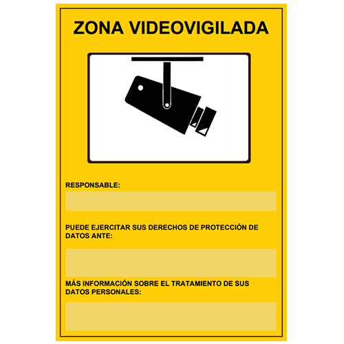 BSC00837 - Placa / cartel de Zona Videovigilada Español PVC para interior/exterior. Homologado según normativa vigente