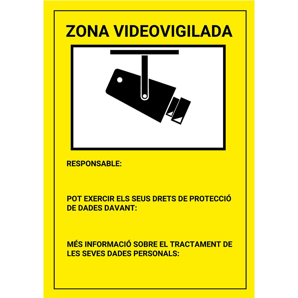 BSC27087 - Placa / cartel en Catalán de Zona Videovigilada PVC para interior/exterior. Homologado según normativa vigente