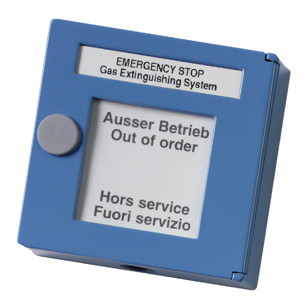 DM862-4 - Pulsador convencional manual interrupción de emergencia de gas, color azul Aritech