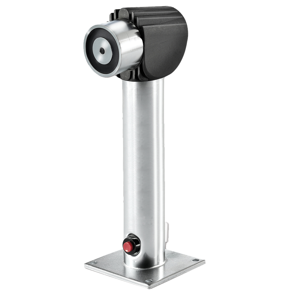 FE260-475 - Retenedor electromagnético de 400N para montaje en suelo/pared con pulsador de desbloqueo