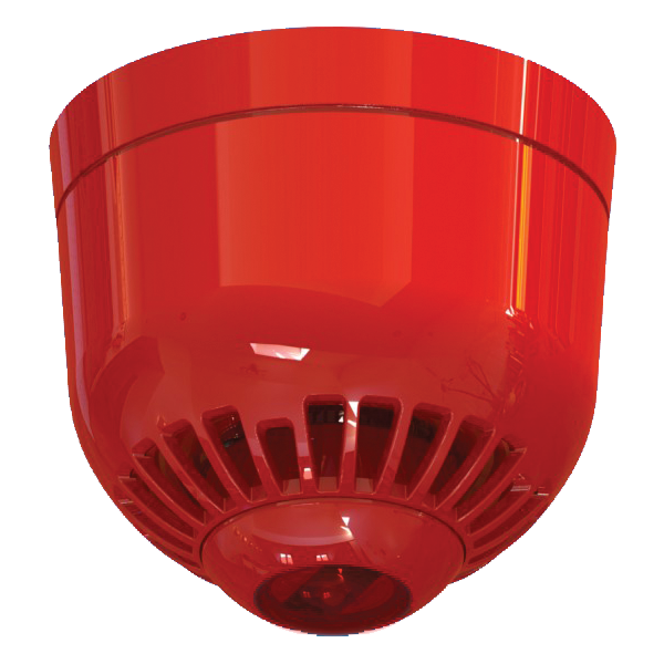 ASC366 - Sirena Convencional Aritech de policarbonato para interior. Montaje en techo. Lámpara lanzadestellos rojo 85 a 97 dB