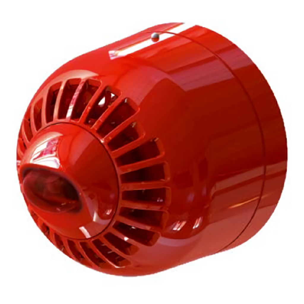 ASW366 - Sirena convencional y baliza Aritech de alarma de policarbonato para interior. Montaje en pared. Lámpara lanzadestellos rojo 85 a 97 dB