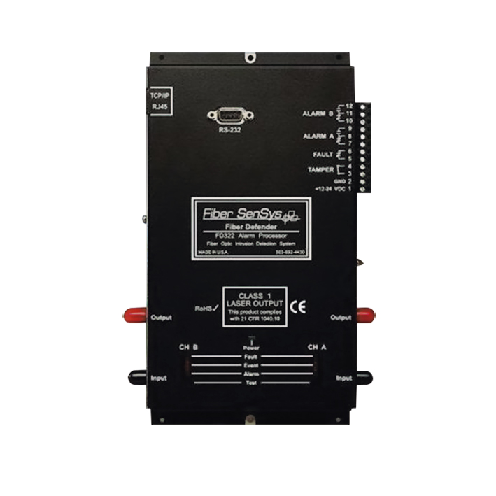 FD322 - Sistema sensor de seguridad intrusión perimetral de 2 zonas por fibra óptica, hasta 500m por zona