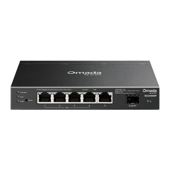 SG2206MP - Switch PoE Omada Access 6-Puertos Gigabit y 4 Puertos PoE