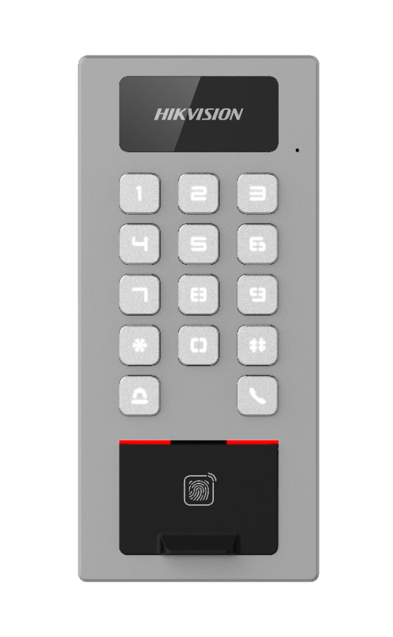 DS-K1T502DBFWX - Terminal 2en1 Autónomo Exterior APP Hik-Connect. Control Acceso  tarjeta/teclado/huella y Portero audio. Hikvision