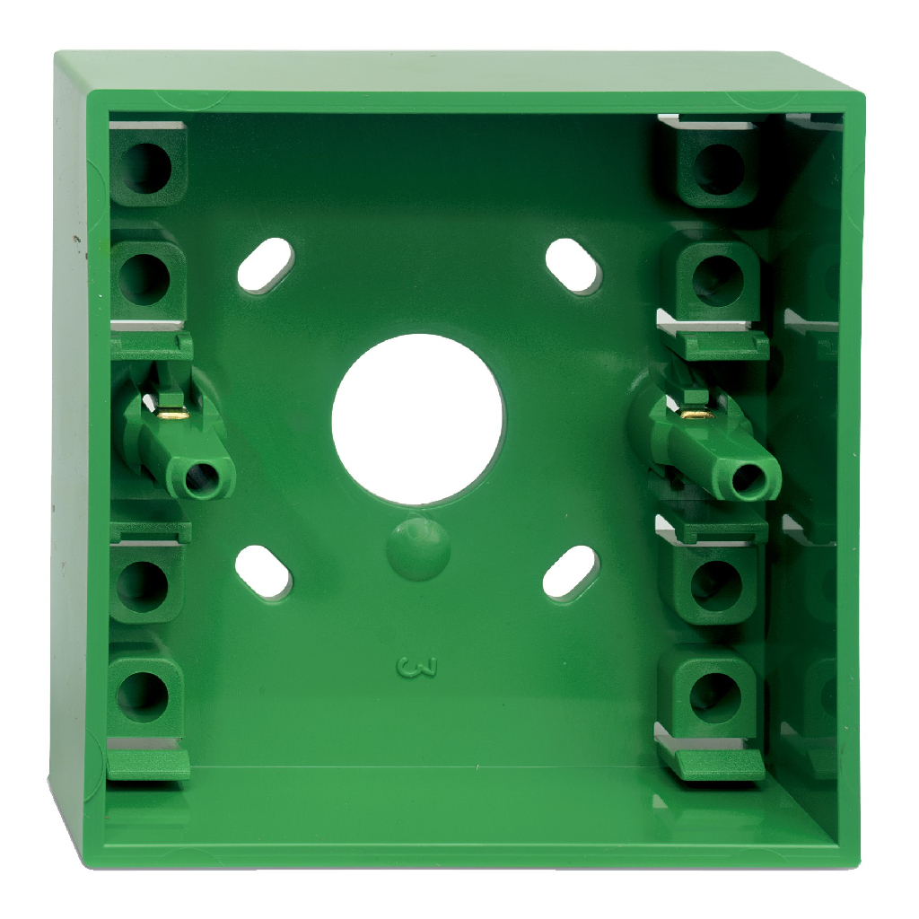 DM788GR - Caja de montaje en superficie sin conectores para pulsador convencional. Verde Kidde/Aritech