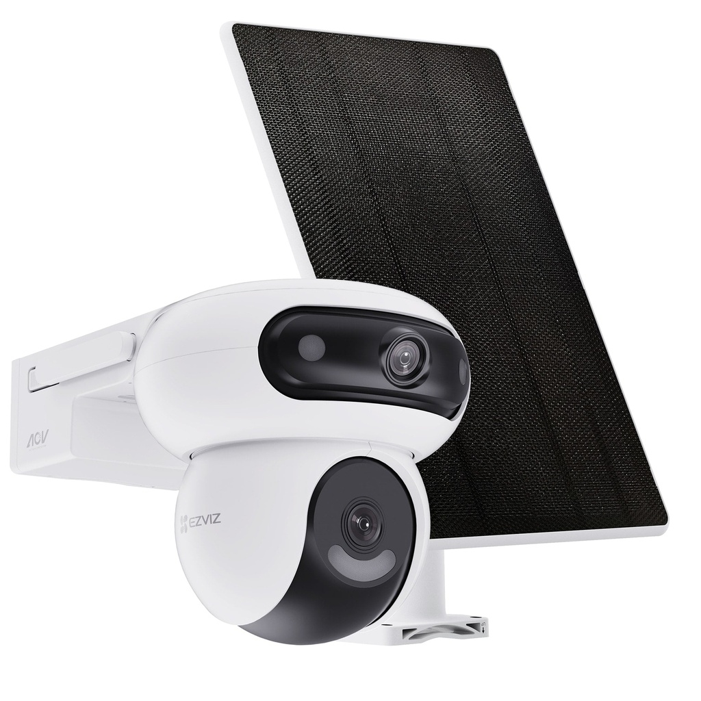HB90 Solar Kit - Cámara Wi-Fi de Doble Lente con Grabación 24/7 + Panel Solar de 8W