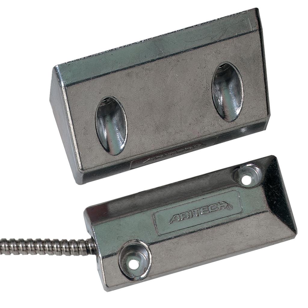 DC108 - Contacto magnético aluminio Gran potencia Suelo. Apertura 75mm. 2m cable blindado puertas y persianas Aritech