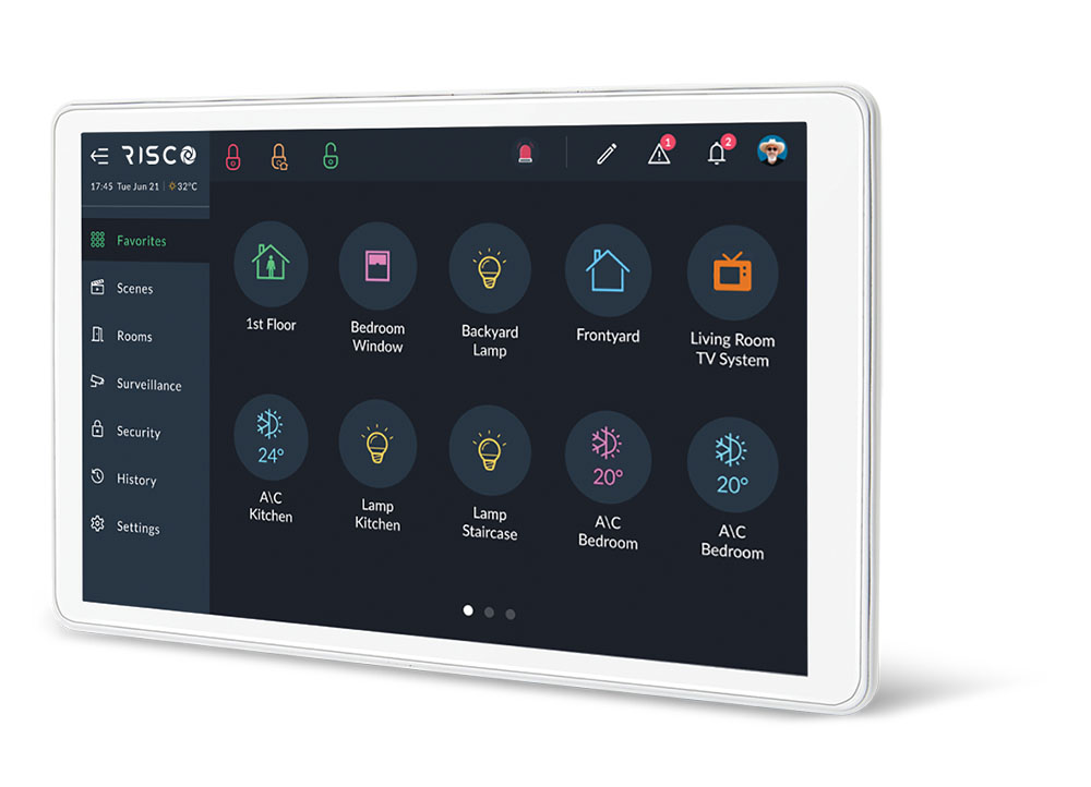 RP432KPTZEUA - Controlador de Smart Home y alarma RisControl - Teclado pantalla táctil para LightSYS+ RisControl