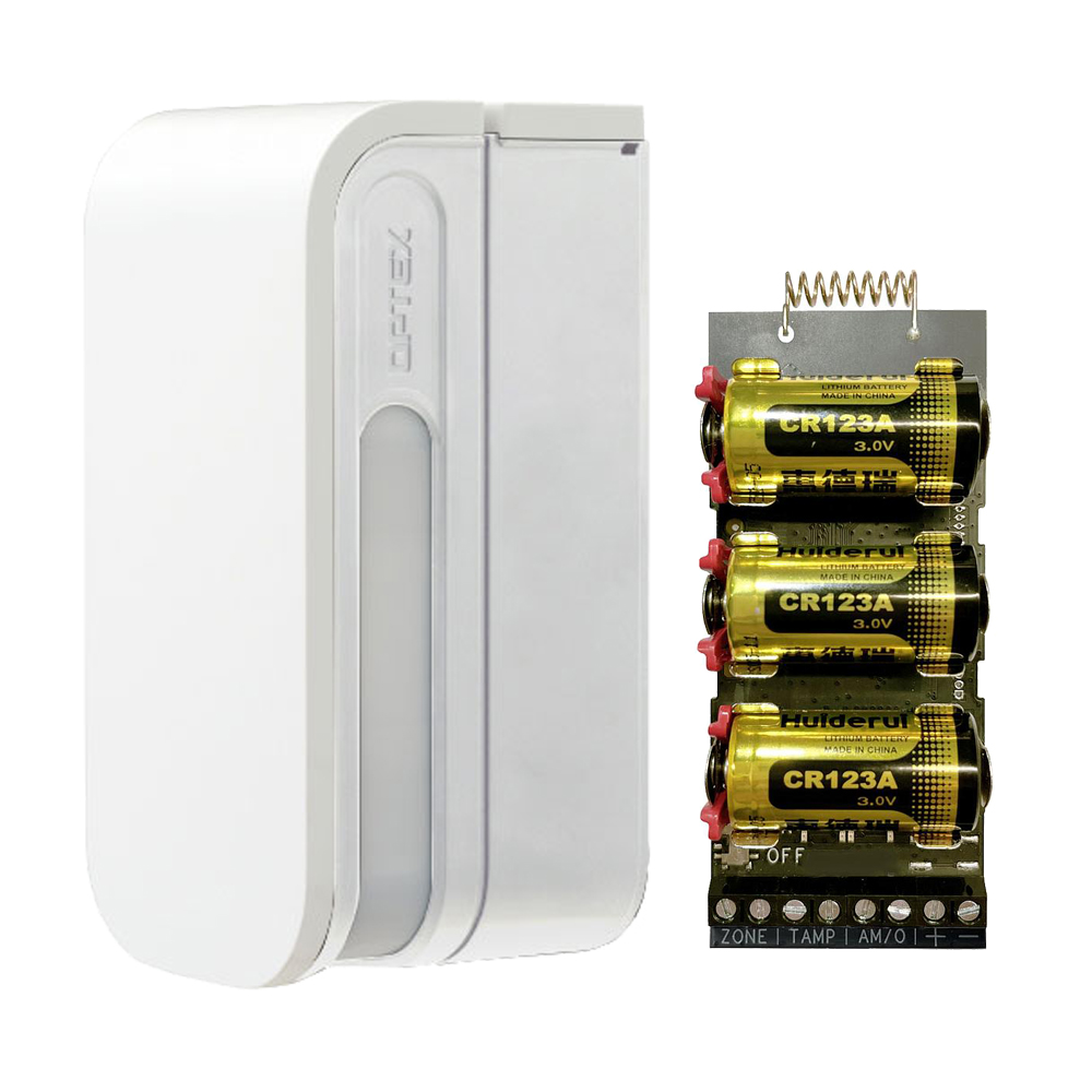 BXS-RAM(W)-AXPRO - Detector PIR dual Cortina Exterior 12m por lado (sensor dual) vía radio Optex + Transmisor vía Radio AXPRO Hikvision