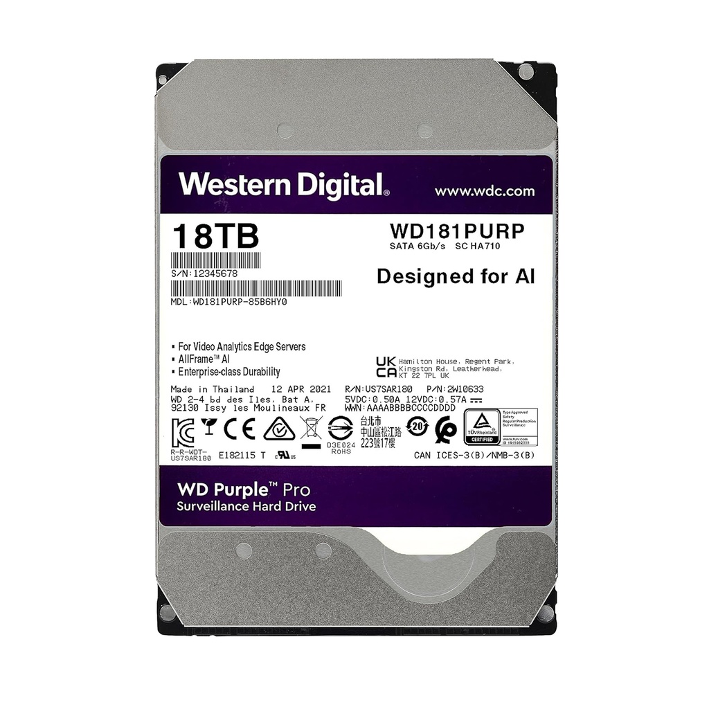 WD181PURP - Disco Duro WD Purple Pro 18TB Especial Seguridad