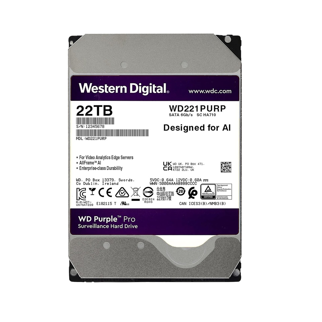WD221PURP - Disco Duro WD Purple Pro 22TB Especial Seguridad