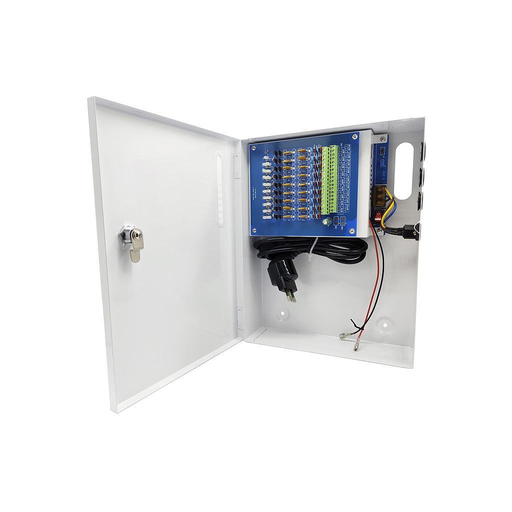 KAS-DC121820B - Fuente de alimentación CCTV 13.8V 20A 18 Salidas Conexión Batería 7-20Ah (no incluida) Folksafe