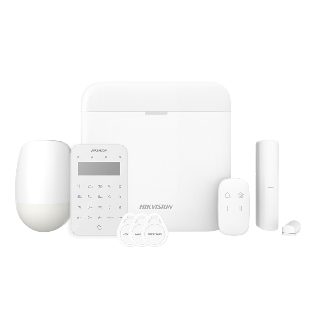 AXPRO-64-PIR-M-K-R - Kit AXPRO 868MHz 64 zonas Hikvision Panel + PIR + Mando + Teclado + Contacto