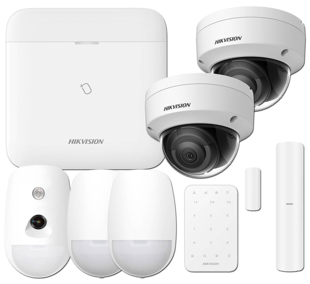 Kit AXPPRO96-2CAM - Kit AXPRO 868MHz 96 zonas Hikvision Panel + Teclado + PIR CAM + 2 Detectores + Contacto + 2 Domo IP 4MP 2.8mm