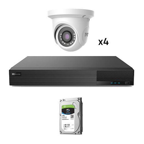 KIT_TVT_1080_1 - Kit CCTV 4 cámaras Domo Preconfigurado TVT 1080p