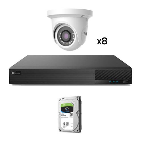 KIT_TVT_1080_2 - Kit CCTV 8 cámaras Domo Preconfigurado TVT 1080p