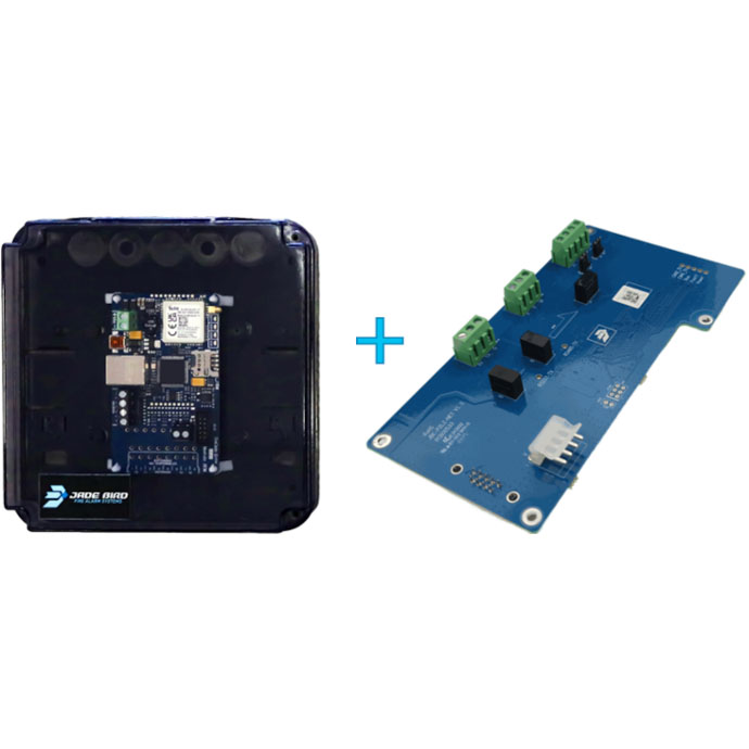 TC-JBE - Kit compuesto por transmisor JBE-FB2 (EN 54-21) y tarjeta JBE-P2L2-NET