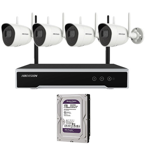 KIT BULLET IP WIFI - Kit de 4 cámaras bullet IP WIFI + NVR + 1 HDD 1Tb