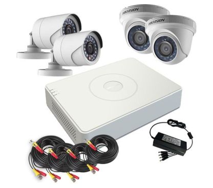 DS-J142I/7104HGHI-F1+2+2CAM - KIT Grabador DVR 5en1 4CH + 2 Minibullet 4en1 1MP + 2 Domo 4en1 1MP Hikvision