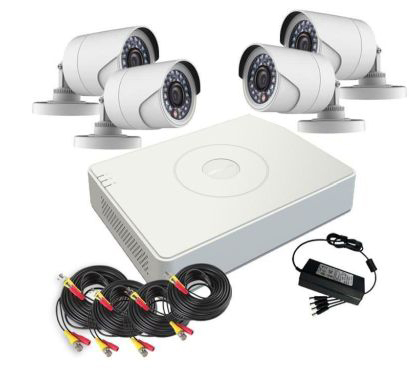 DS-J142I/7104HGHI-F1+4CAM - KIT Grabador DVR 5en1 4CH + 4x Minibullet 4en1 1MP Hikvision