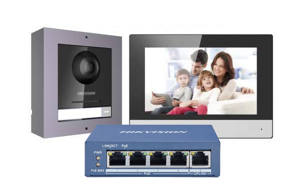DS-KIS602(B) - Kit Videoportero IP Estación interior + Estación puerta + Switch + SD 16GB Hikvision