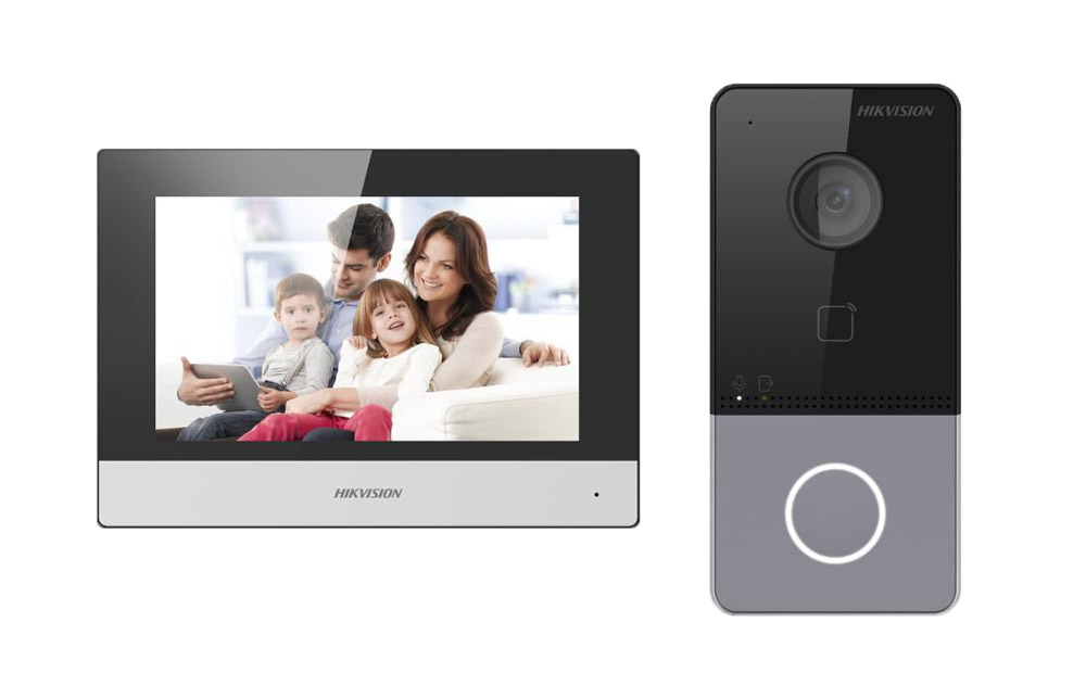 DS-KIS603-P(C) - Kit videoportero IP WiFi Placa de calle cámara 2MP  + Monitor 7" Lector MF APP P2P Montaje Superficie Hikvision