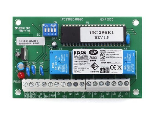 [RISCO-119] RP296E04000A - Módulo Expansor de 4 salidas a relé de Grado 3 para centrales LightSYS+
