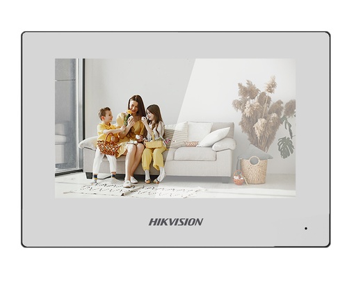 [HIK-INTERCOM-54] DS-KH6320-WTE1-W - Monitor interior Videoportero IP táctil 7" 1024×600 Blanca Wifi 8CH Alarma 2 relé Superficie Hikvision