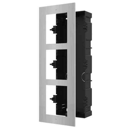 [HIK-INTERCOM-60] DS-KD-ACF3/S - Panel Frontal y Caja de registro 3 módulos videoportero Hikvision. ACERO INOXIDABLE. MONTAJE EMPOTRADO