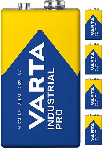 [BYSECUR-153] 1604 9V - Pila 9V de gran potencia, duración y fiabilidad Varta industrial Pro