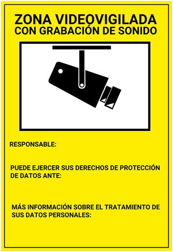 [BYSECUR-416] BSC00838 - Placa / cartel de Zona Videovigilada con grabación de sonido Español PVC para interior/exterior. Homologado según normativa vigente