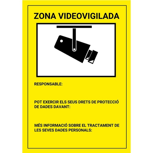 [BYSECUR-164] BSC27087 - Placa / cartel en Catalán de Zona Videovigilada PVC para interior/exterior. Homologado según normativa vigente