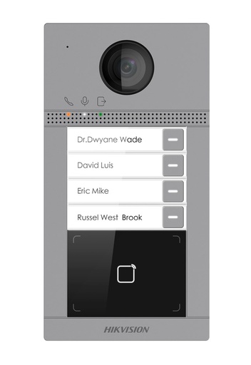 [HIK-INTERCOM-72] DS-KV8413-WME1(C) - Placa de calle Videoportero cámara 2MP 4 botones (4 apartamentos) Tarjeta MF Superficie IK08 Hikvision