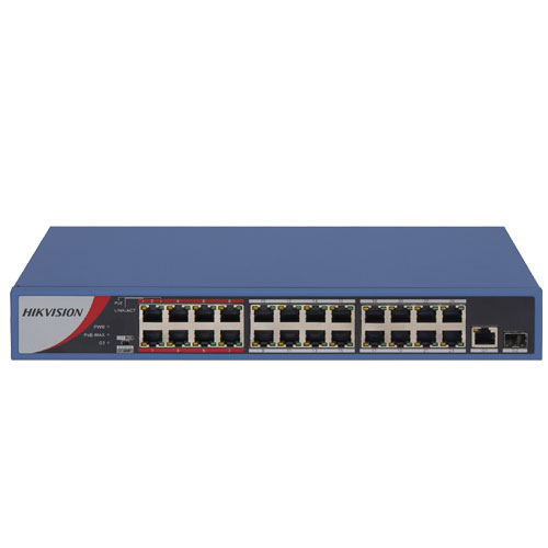[HIK-126] DS-3E0326P-E/M(B) - Switch Hikvision 24 puertos PoE 10/100M RJ45, 1 puerto Gigabit RJ45, 1 puerto Gigabit SFP, 230W