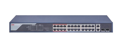 [HIK-T&D-49] DS-3E0326P-E(C) - Switch Hikvision 24 puertos PoE 10/100M RJ45, 2 puertos Gigabit RJ45, 2 puertos Gigabit SFP, 370W