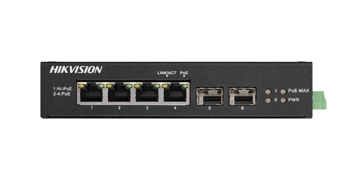 [HIK-T&D-46] DS-3T0506HP-E/HS - Switch Hi-PoE no administrado Gigabit 4 puertos Rango temperatura extendida Hikvision