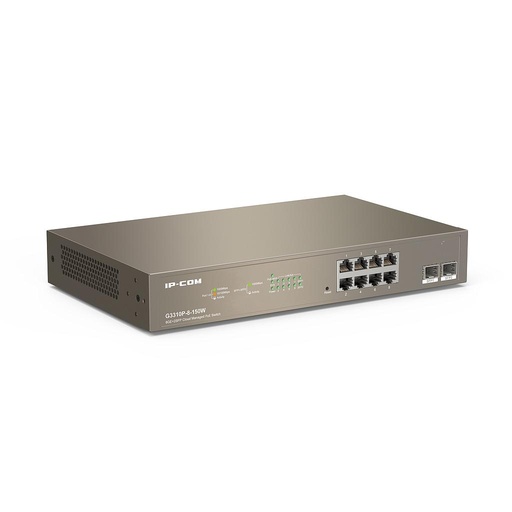 [IPCOM-25] G3310P-8-150W - Switch inteligente 8 PoE Gigabit + 2 puertos SFP Gestionable Acceso a nube L2 IP-COM