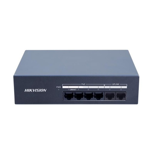 [HIK-T&D-162] DS-XS06G-P - Switch no administrado 4 puertos RJ45 PoE Gigabit + 2 puertos RJ45 Gigabit L2