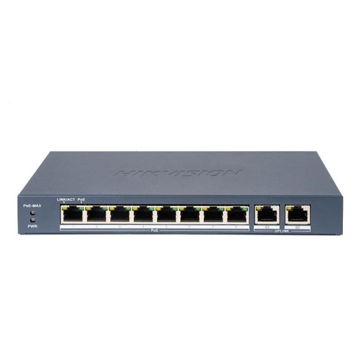 [HIK-T&D-6] DS-3E0310P-E/M(B) - Switch POE 8 puertos 100Mbps 2 Puertos Gigabit RJ45 No gestionable