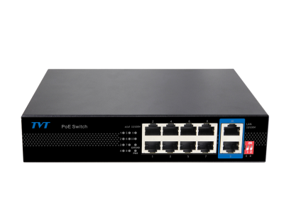 [TVT-332] TD-B2208S1-PEU - Switch PoE de 8 puertos 10/100 +2 Puertos RJ45 10/100 con IA