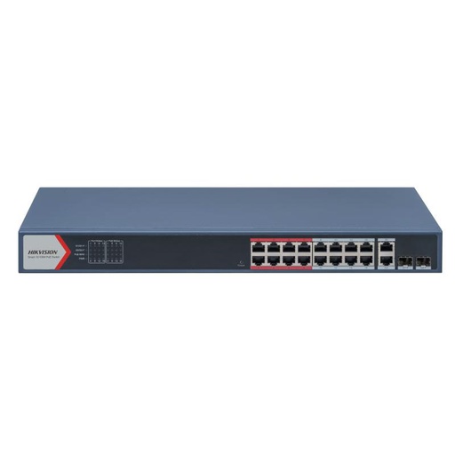 [HIK-T&D-174] DS-3E1318P-EI(B) - Switch POE inteligente 16 puertos 100Mbps - 2 Puertos Gigabit RJ45 - 2 Puertos SFP Gigabit Gestionable