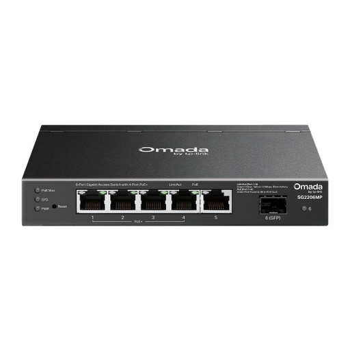 [TPLINK-147] SG2206MP - Switch PoE Omada Access 6-Puertos Gigabit y 4 Puertos PoE