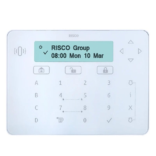 [RISCO-159] RPKELPWT0GEB - Teclado táctil Elegant blanco ( Sin LOGO RISCO ), para centrales LightSYS Certificado Grado 3
