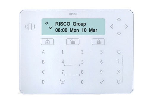 [RISCO-160] RPKELPWT000B - Teclado táctil Elegant con Lector de Proximidad de Grado 3, blanco, para  LightSYS+ (no incluye tags de proximidad)