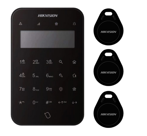 [HIK-ALARM-133] DS-PK1-LT-WE(Black) - Teclado táctil LCD inalámbrico 868MHz Retroiluminación LED Tri-X Lector de etiquetas/tags Color Negro
